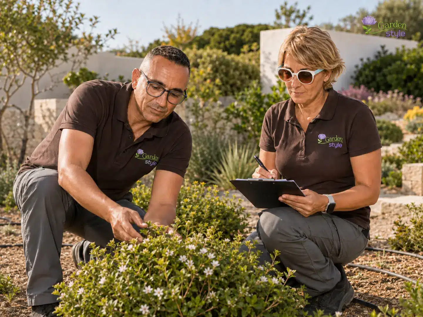 Valutazione professionale delle condizioni di una pianta in giardino